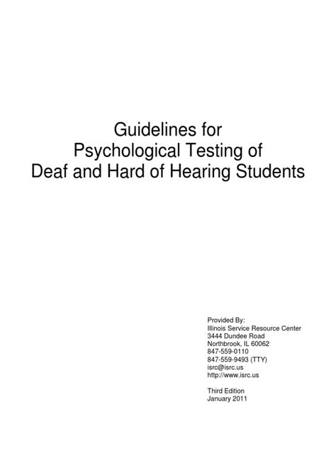 using standardized tests to evaluate deaf hard of hearing|Guidelines for the Assessment and Educational .